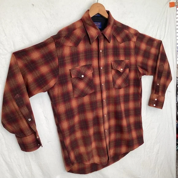 Vintage Pendleton High grade Western Wear Button Down wool button down shirt - Picture 6 of 14